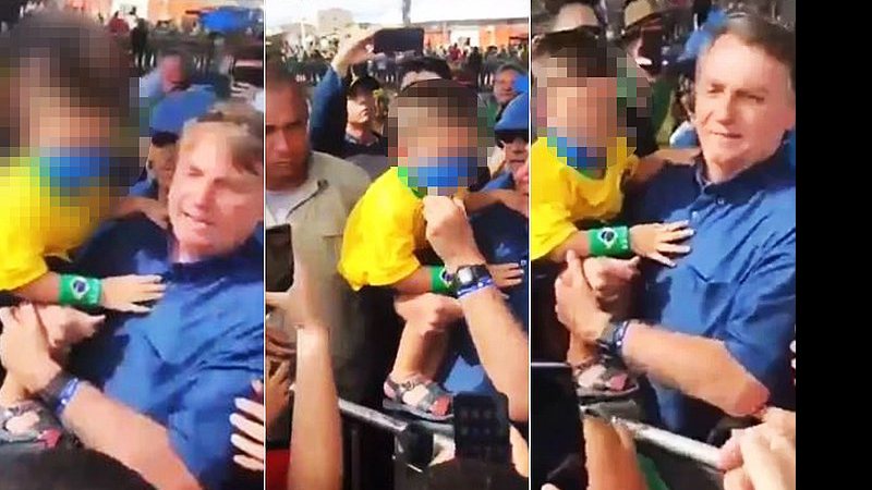 Bolsonaro retira máscara de criança durante evento político