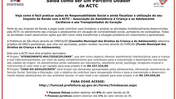 Imagem RESPONSABILIDADE SOCIAL: ajude a ACTC