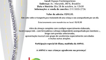 Imagem AHPAS convida para almoço beneficente