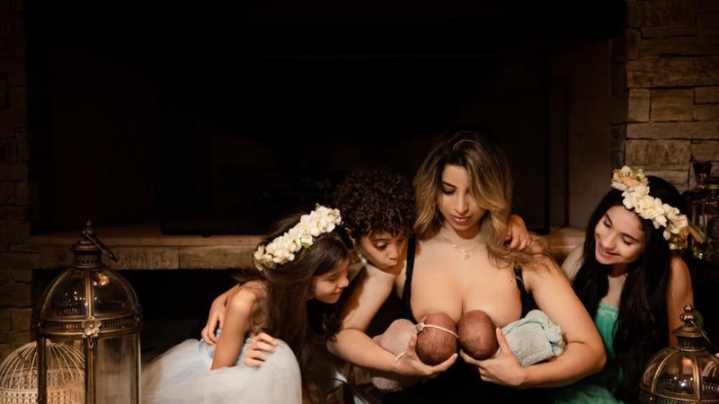 Émillie Desirrê com seus 5 filhos - Foto: arquivo pessoal