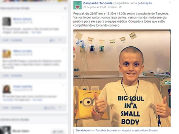Menino americano Tancrède Bouveret com leucemia rara fará transplante de medula óssea no Hospital Albert Einstein, em São Paulo (Foto: Reprodução/Facebook/Campanha Tancrède)