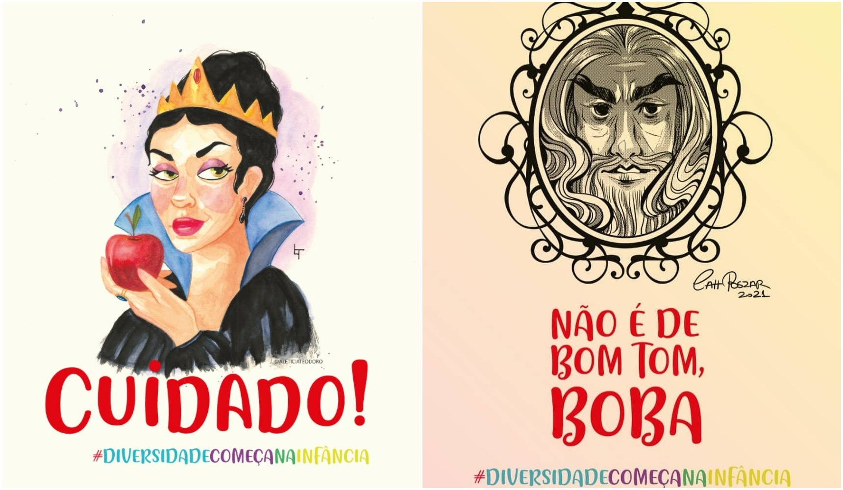 Ilustrações por Leticia Teodoro (esquerda) e Camila Poszar (direita)